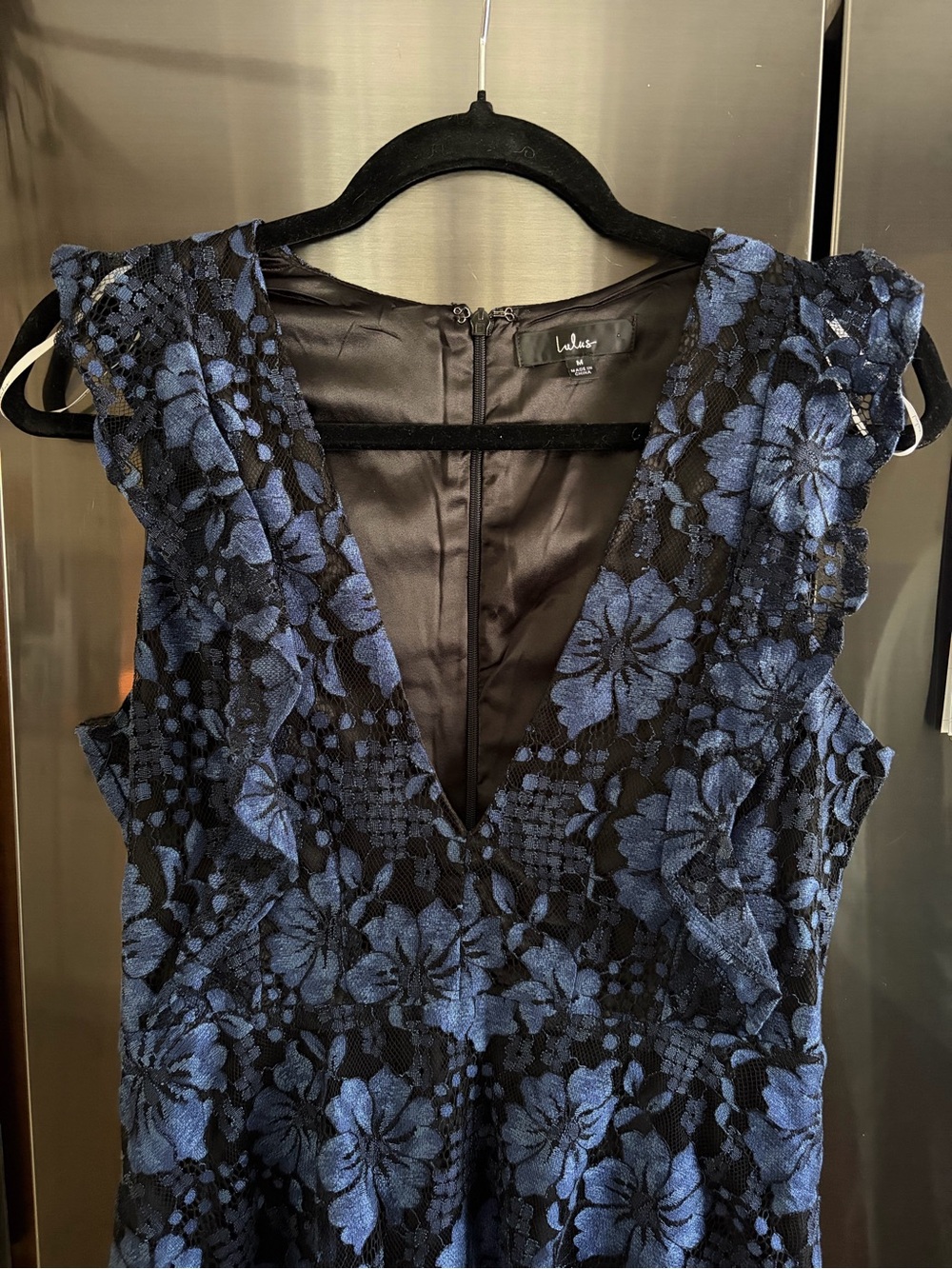 Lulu’s Molinetto Ruffled Tiered Whimsigoth Dark Fairy Lace Maxi Dress Sz M EUC - Picture 4 of 6